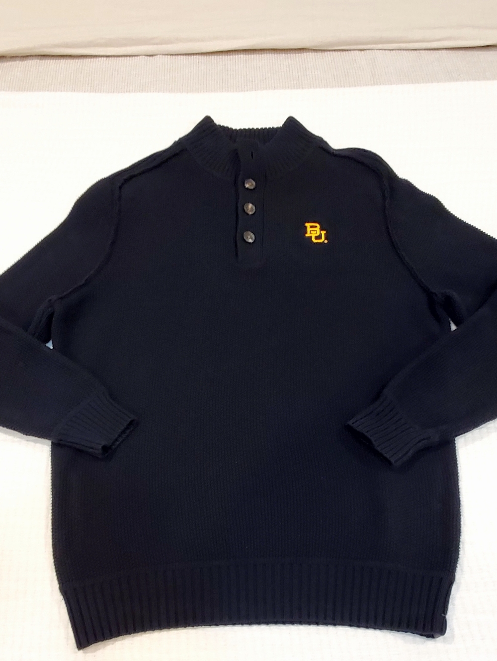 Baylor University "The Normal Brand" Black Knit Cotton Sweater Mn Med NEAR NEW